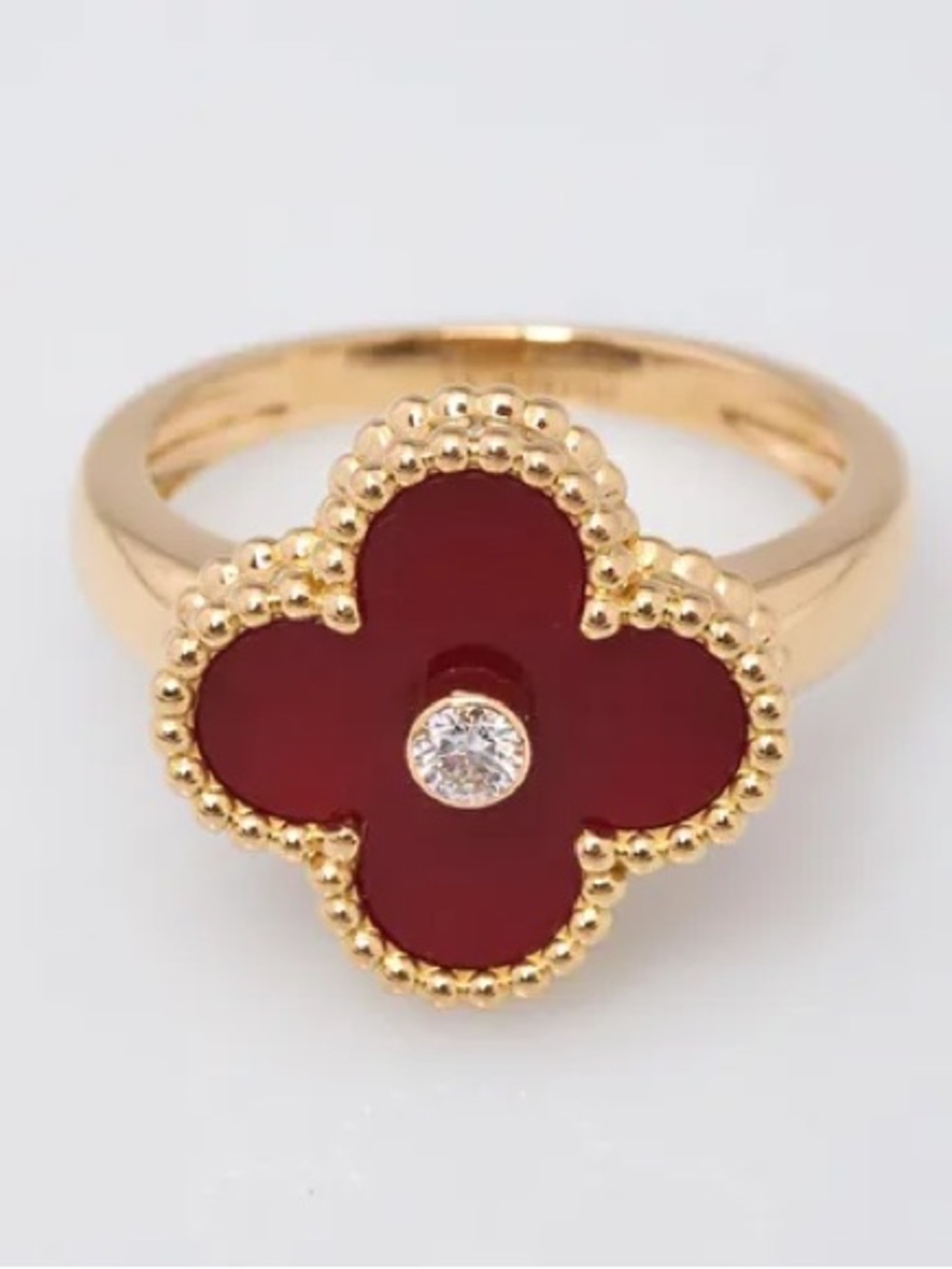 Alhambra Style Red Clover Ring yellow gold